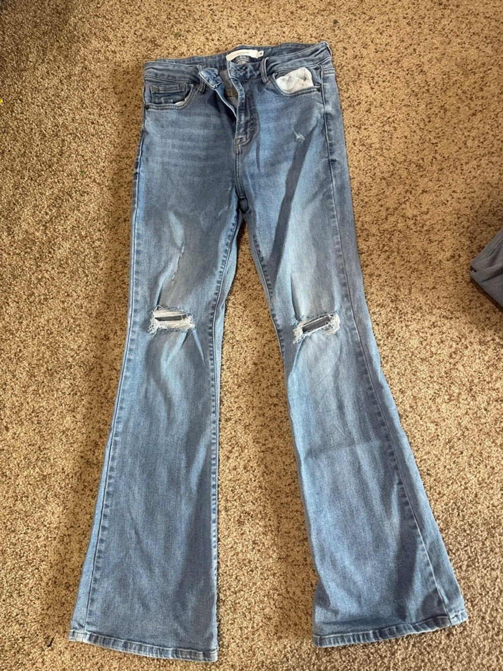 Hidden Light Blue Distressed Flare Jeans - Women